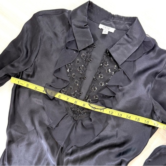Vintage Cache Embellished Black Satin Blouse - Picture 4 of 5